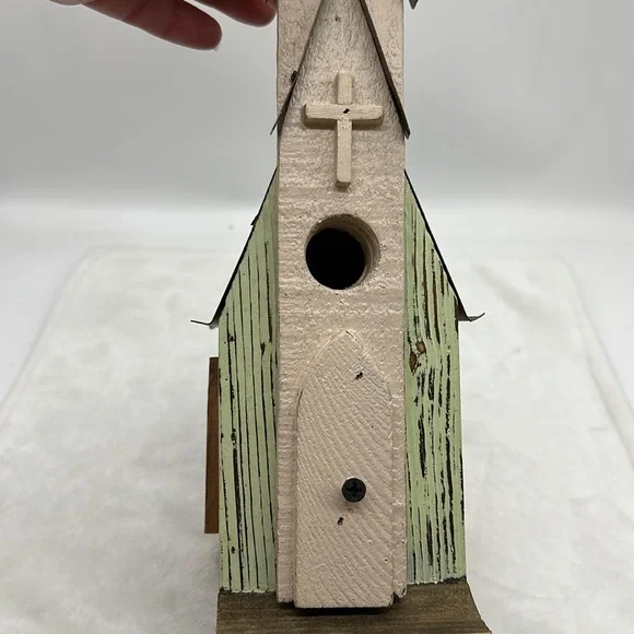 Church Wooden & Metal BirdHouse Decoration - Picture 8 of 8